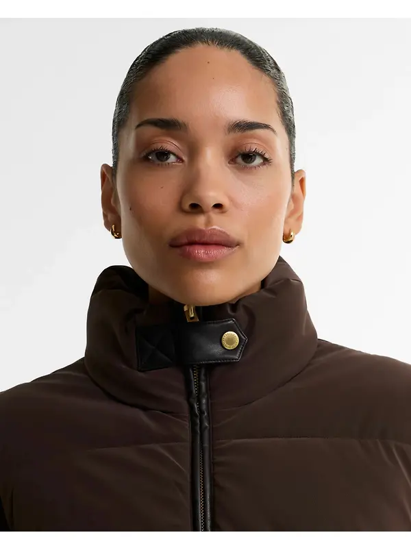 Barbour International Women's Balaton Faux-Velvet Quilted Sweatshirt - Truffle Image 5