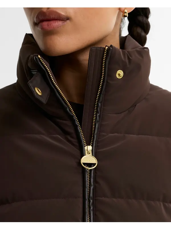 Barbour International Women's Balaton Faux-Velvet Quilted Sweatshirt - Truffle Image 6