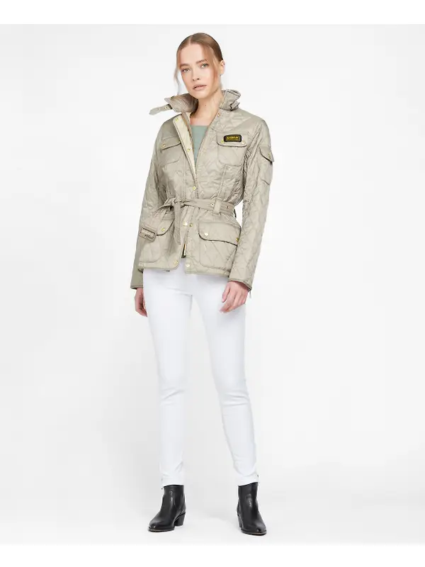 Barbour International Women's International Quilt Jacket - Taupe/Pearl Image 3