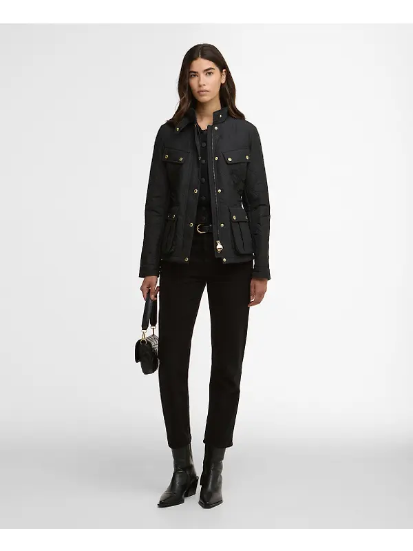 Barbour International Women's Halsey Quilted Jacket - Black/Black Image 3
