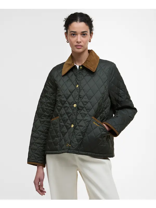 Barbour Women's Icons Cropped Liddesdale Quilted Jacket - Sage/Ancient Image 2