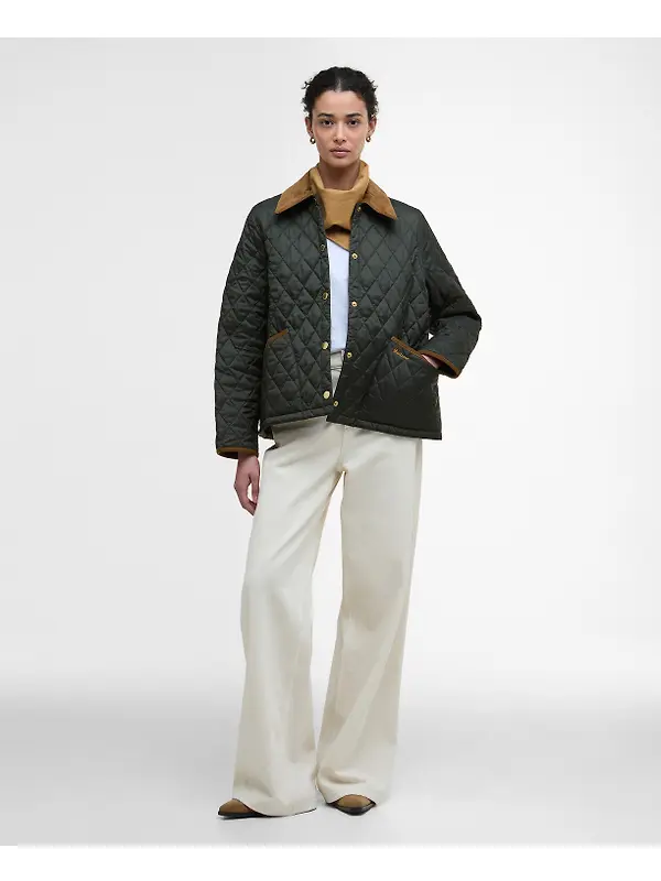 Barbour Women's Icons Cropped Liddesdale Quilted Jacket - Sage/Ancient Image 3