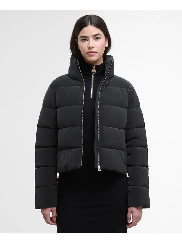Barbour International Women's Hudson Velvet Puffer Jacket - Black Image 2