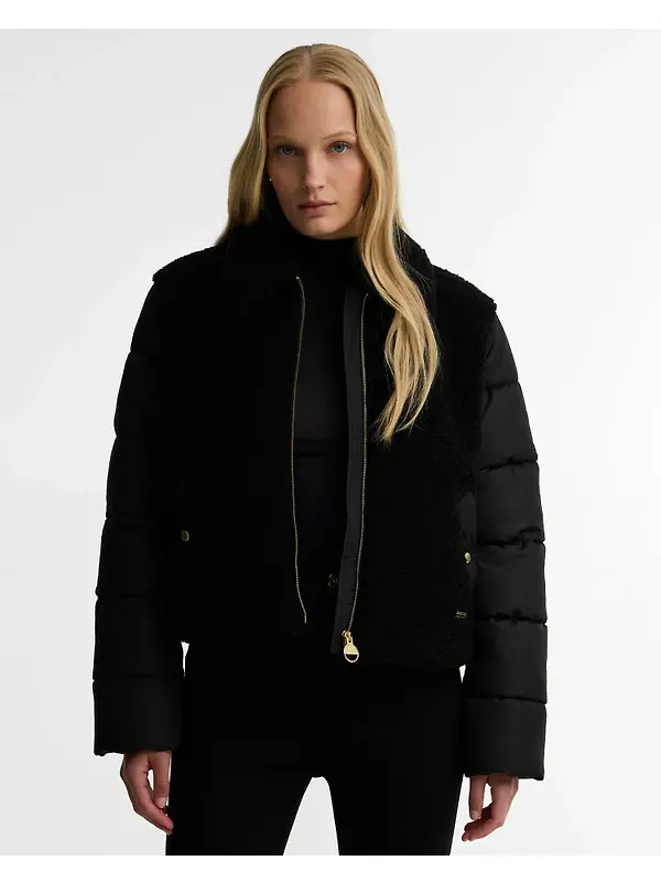 Barbour International Women's Luna Fleece Quilted Jacket - Black Image 2