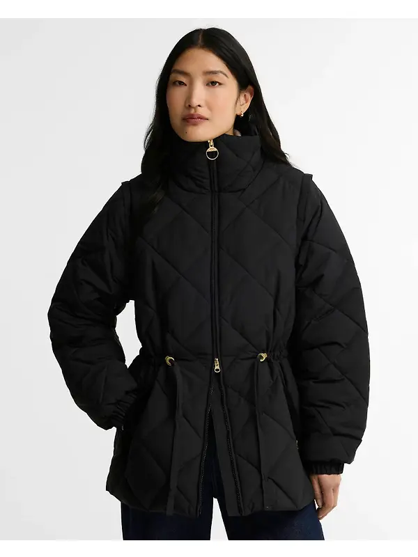 Barbour Women's Tanfield Puffer Jacket - Black / Ancient Image 2