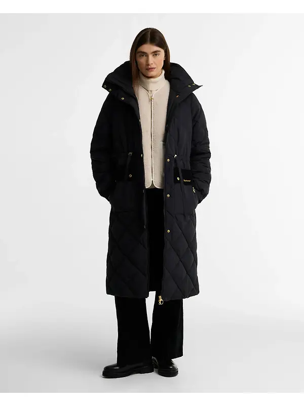 Barbour Women's Alverstone Longline Puffer Jacket - Black / Ancient Image 3