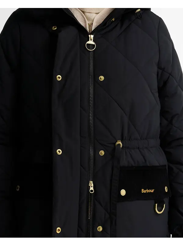 Barbour Women's Alverstone Longline Puffer Jacket - Black / Ancient Image 6