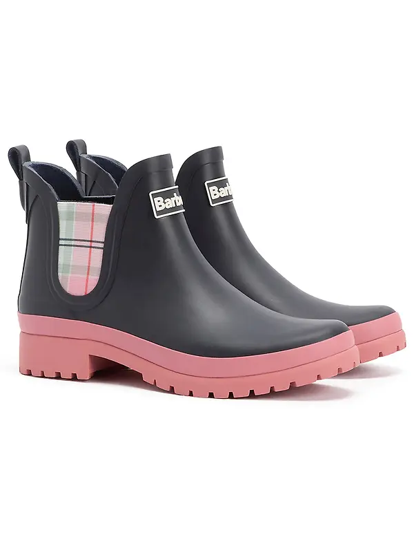 Barbour Women's Mallow Chelsea Welly - Navy/Cherry Blossom Image 1