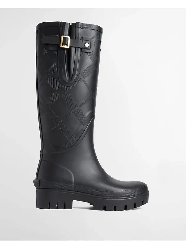 Barbour Women's Leighton Tartan Wellington Boots - Black Image 2