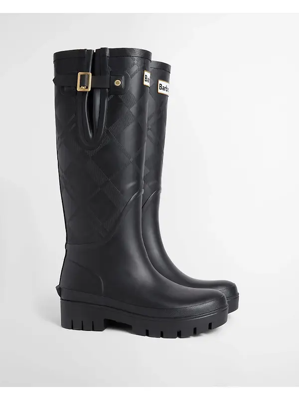 Barbour Women's Leighton Tartan Wellington Boots - Black Image 3