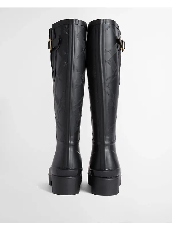 Barbour Women's Leighton Tartan Wellington Boots - Black Image 4