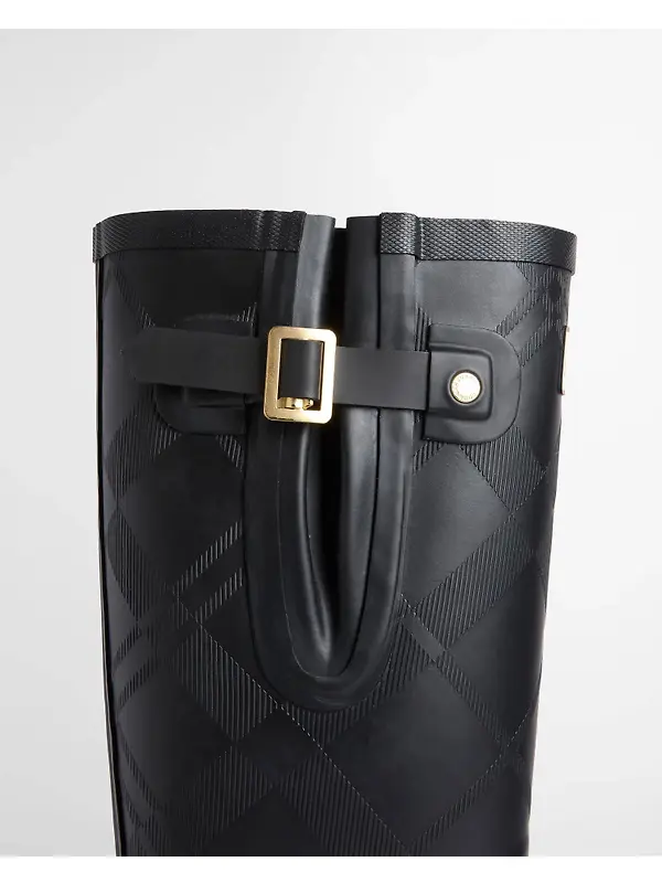Barbour Women's Leighton Tartan Wellington Boots - Black Image 5