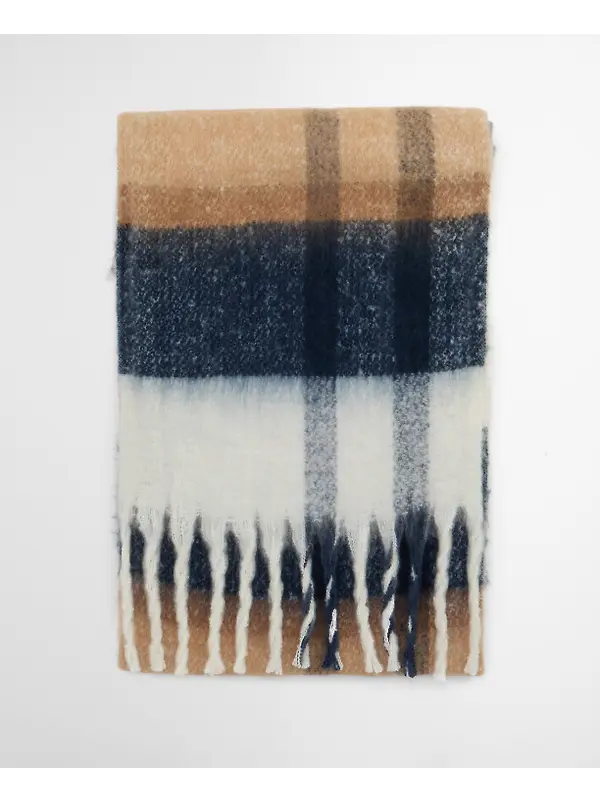 Barbour Women's Isla Tartan Boucle Scarf - Hessian Tartan Image 3