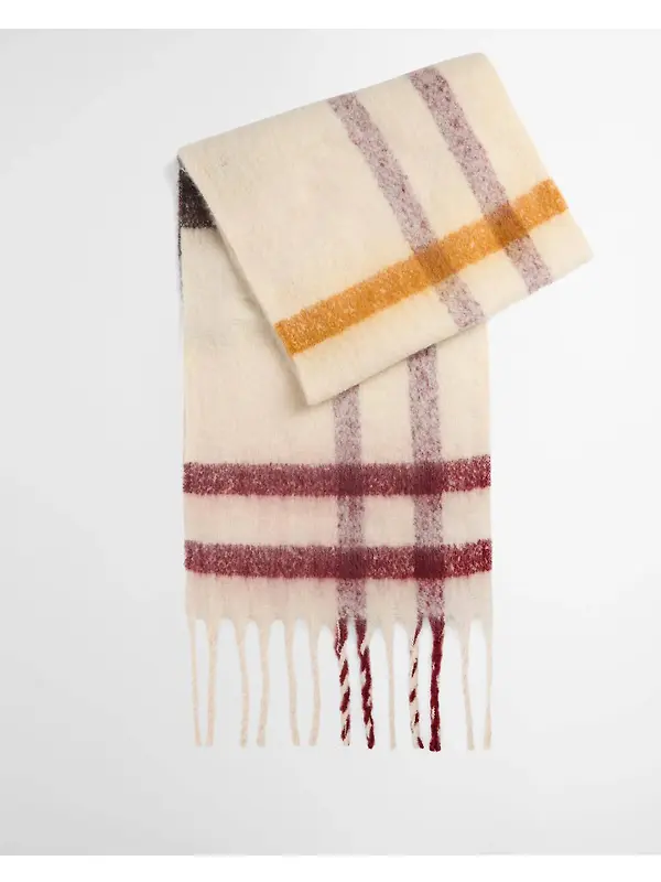Barbour Women's Isla Tartan Boucle Scarf - Ecru Muted Tartan Image 3