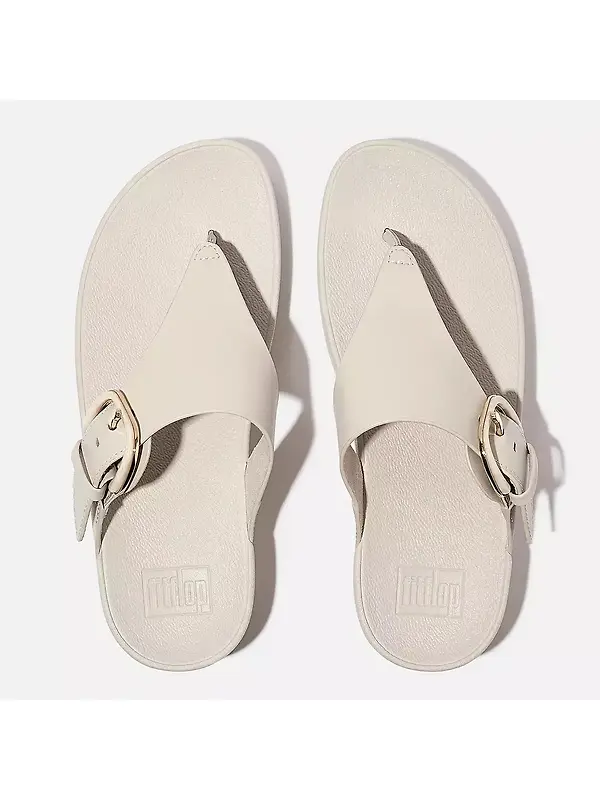 FitFlop Women's LULU Resin-Buckle Leather Toe-Post Sandals - Paris Beige Image 4