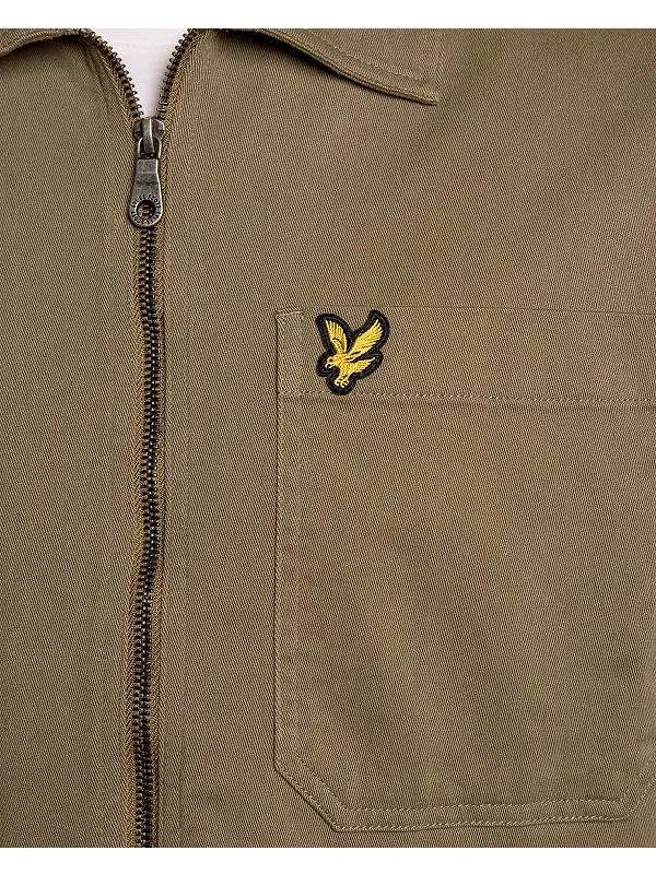 Lyle & Scott Men's Enzyme Wash Zip Through Overshirt - Khaki Ash Image 6