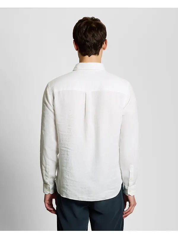 Lyle & Scott Men's Long Sleeve Linen Shirt - White Image 5