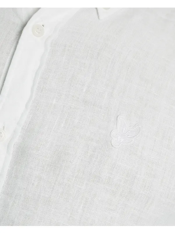 Lyle & Scott Men's Long Sleeve Linen Shirt - White Image 6