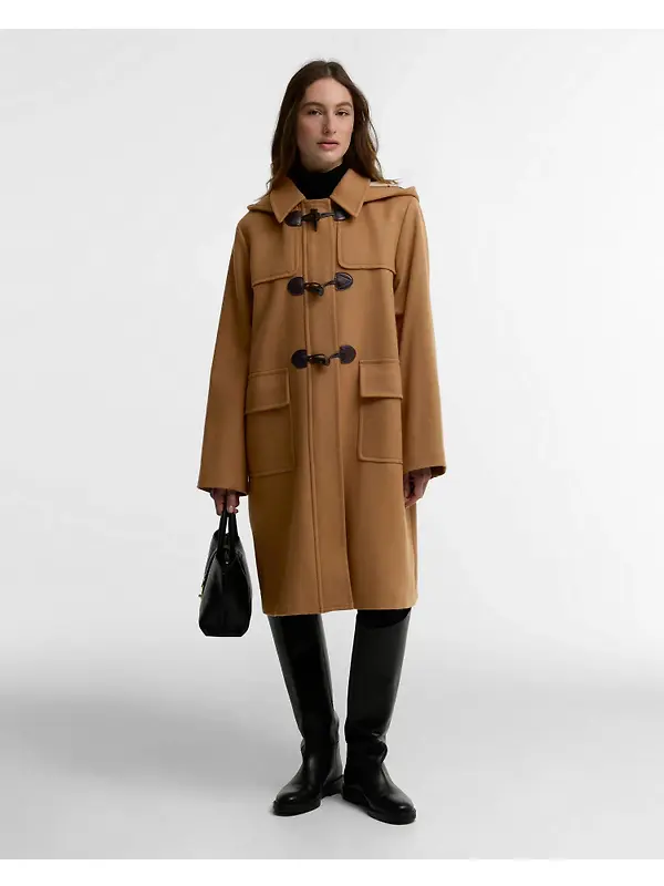 Barbour Women's Melody Wool Duffle Coat - Beige / Birchwood Dress Image 2