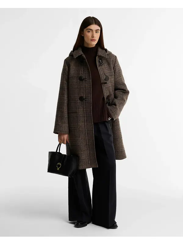 Barbour Women's Melody Check Duffle Coat - Prince Of Wales / Ganache Image 2