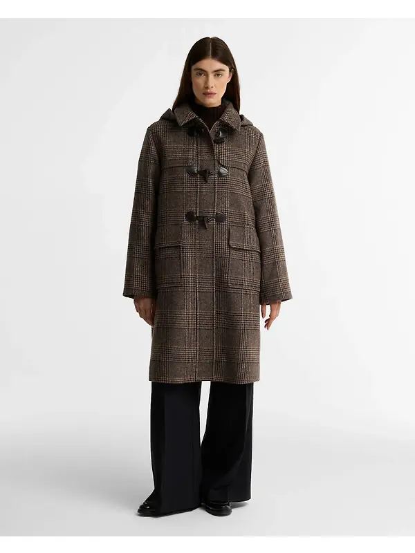 Barbour Women's Melody Check Duffle Coat - Prince Of Wales / Ganache Image 3