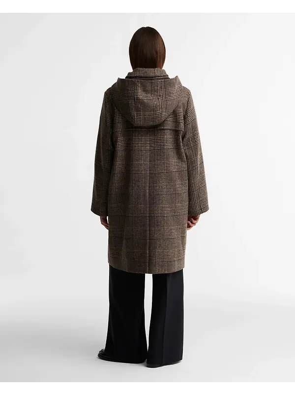 Barbour Women's Melody Check Duffle Coat - Prince Of Wales / Ganache Image 4