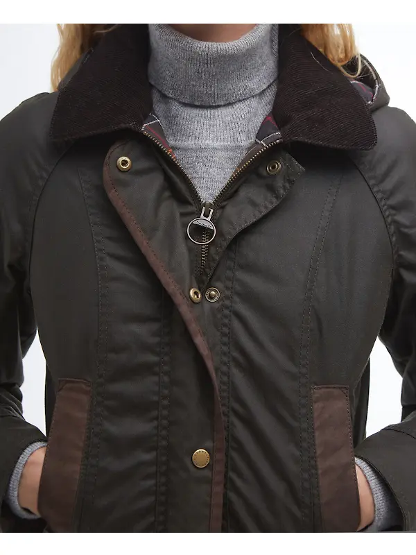 Barbour Women's Bower Wax Jacket - Olive/Classic Image 6