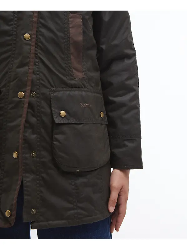 Barbour Women's Bower Wax Jacket - Olive/Classic Image 7