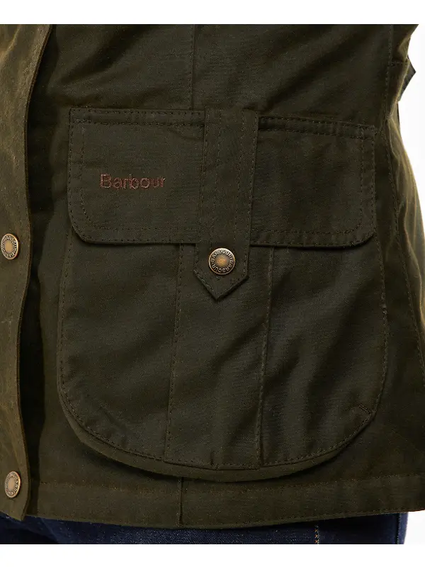 Barbour Women's Winter Defence Waxed Jacket - Olive/Classic Image 6