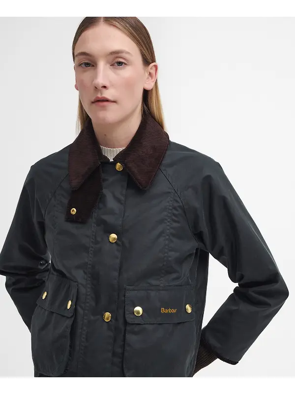 Barbour Women's Cropped Beadnell Wax Jacket - Sage/Ancient Image 5