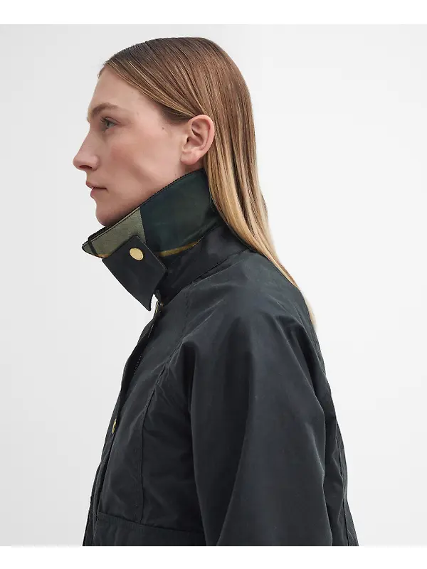 Barbour Women's Cropped Beadnell Wax Jacket - Sage/Ancient Image 7