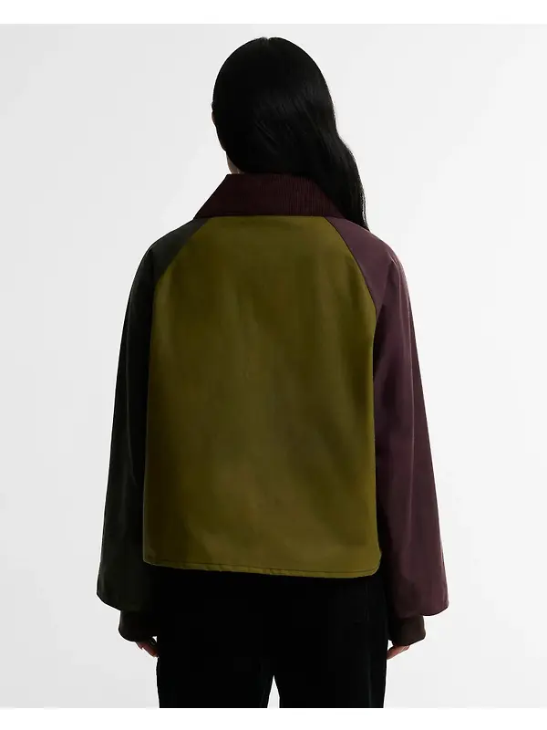 Barbour Women's Arlene Waxed Jacket - Golden Olive / Fern / Bordeaux / Muted Image 4