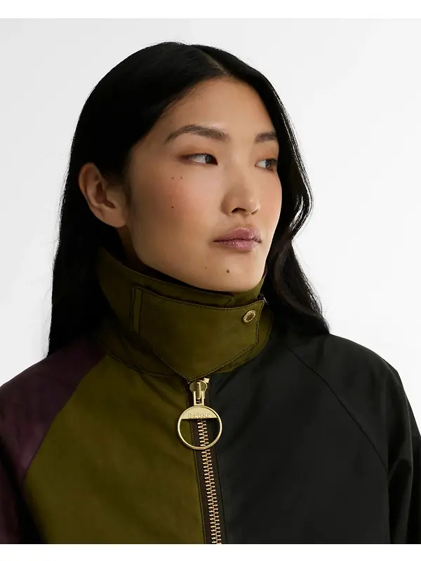 Barbour Women's Arlene Waxed Jacket - Golden Olive / Fern / Bordeaux / Muted Image 5