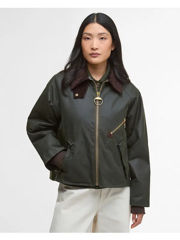 Barbour Women's Arlene Wax Jacket - Fern/Ancient Tartan Image 2