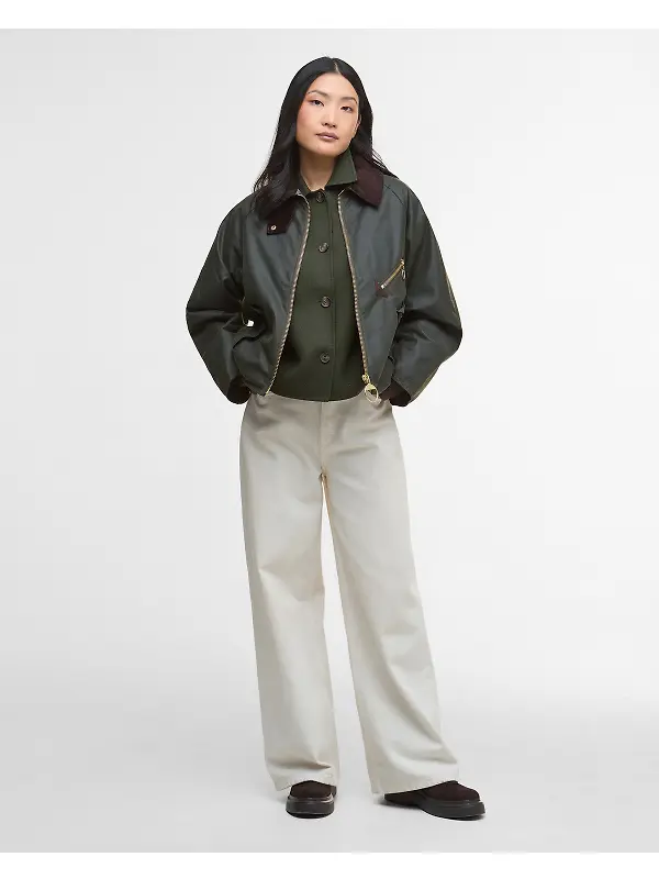 Barbour Women's Arlene Wax Jacket - Fern/Ancient Tartan Image 3
