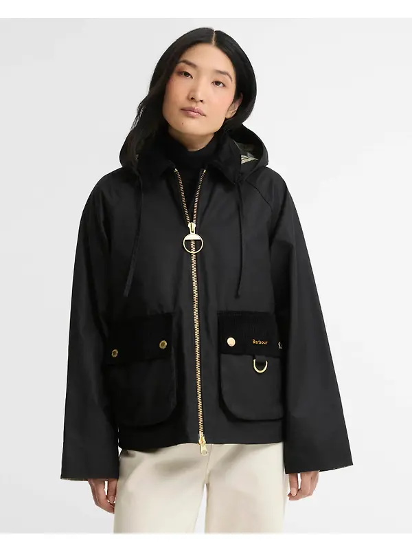 Barbour Women's Carville Waxed Jacket - Black / Ancient Image 2