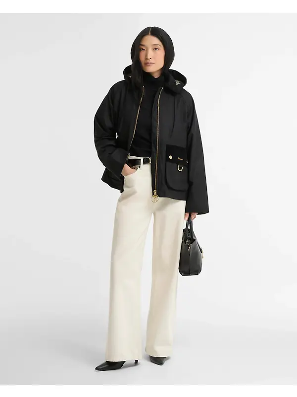 Barbour Women's Carville Waxed Jacket - Black / Ancient Image 3