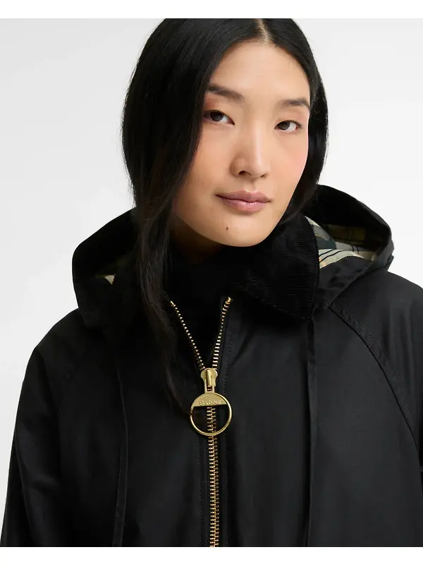 Barbour Women's Carville Waxed Jacket - Black / Ancient Image 5