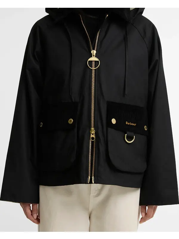 Barbour Women's Carville Waxed Jacket - Black / Ancient Image 6