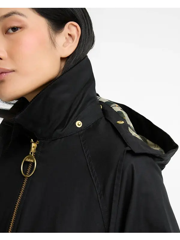 Barbour Women's Carville Waxed Jacket - Black / Ancient Image 7