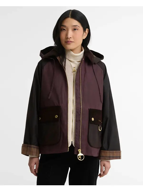 Barbour Women's Carville Waxed Jacket - Rustic / Bordeaux / Muted Image 2