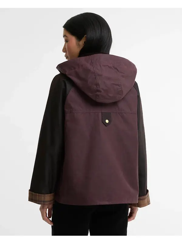 Barbour Women's Carville Waxed Jacket - Rustic / Bordeaux / Muted Image 4