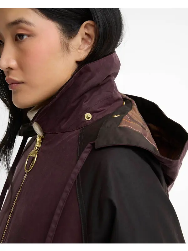 Barbour Women's Carville Waxed Jacket - Rustic / Bordeaux / Muted Image 5