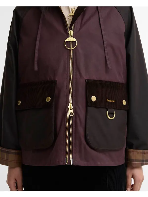 Barbour Women's Carville Waxed Jacket - Rustic / Bordeaux / Muted Image 6