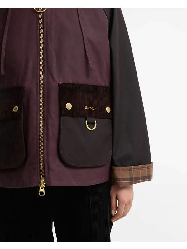 Barbour Women's Carville Waxed Jacket - Rustic / Bordeaux / Muted Image 7