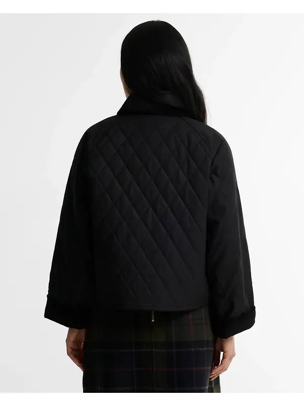Barbour Women's Icon Quilted Spey Waxed Jacket - Black / Classic Image 4