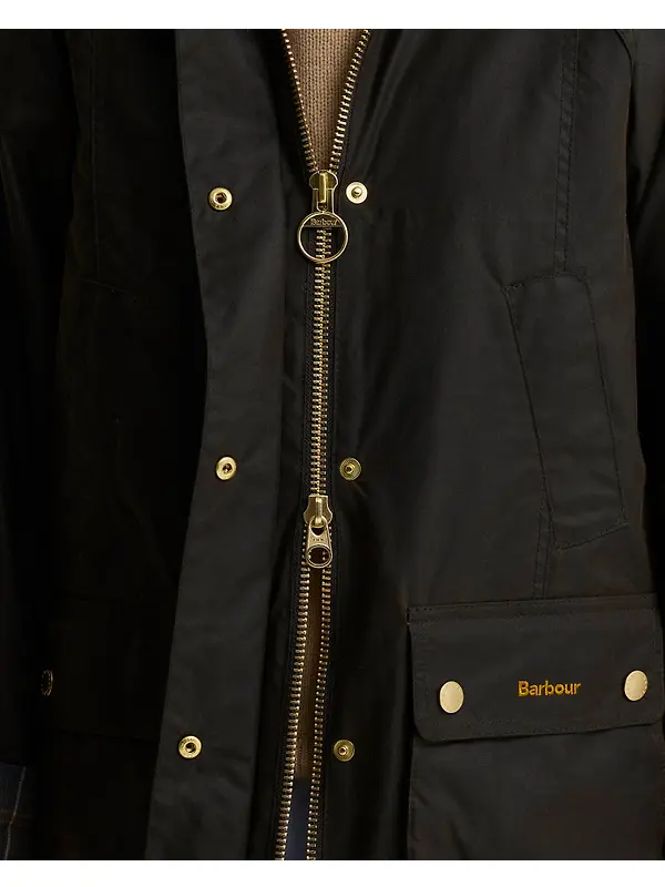Barbour Women's Icons Tartan Collar Modern Beadnell Waxed Jacket - Olive / Classic Image 5