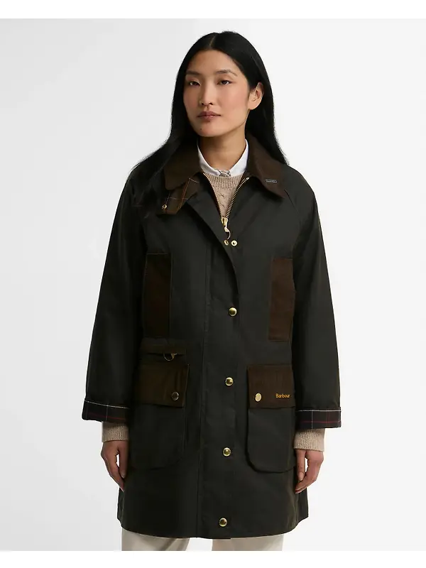 Barbour Women's Icons Modern Beaufort Waxed Jacket - Olive / Classic Image 2