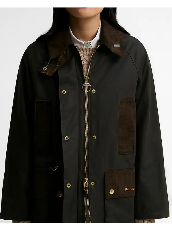 Barbour Women's Icons Modern Beaufort Waxed Jacket - Olive / Classic Image 6