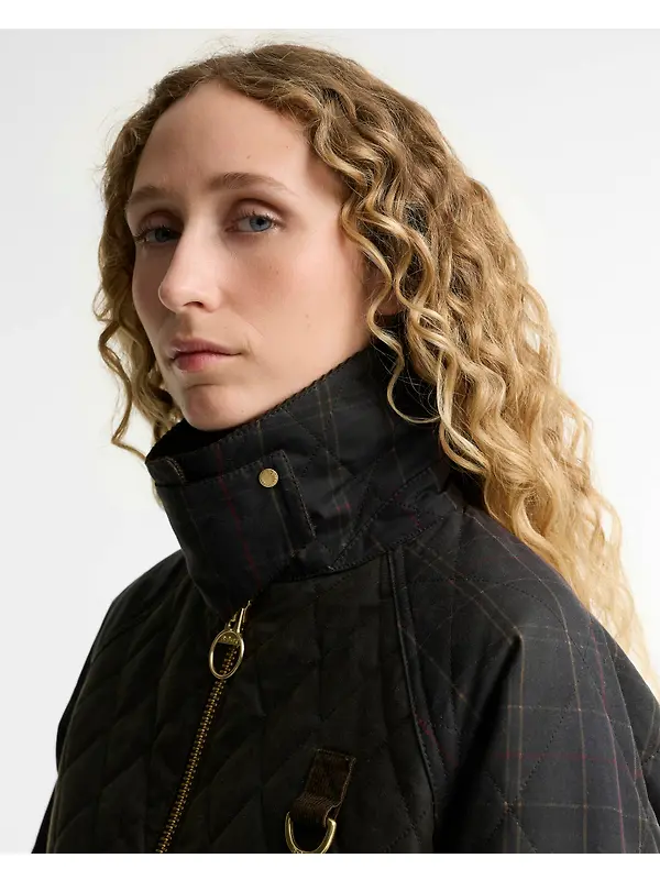 Barbour Women's Tartan Reimagined Icons Tartan Quilted Spey Waxed Jacket - Olive / Classic Image 5